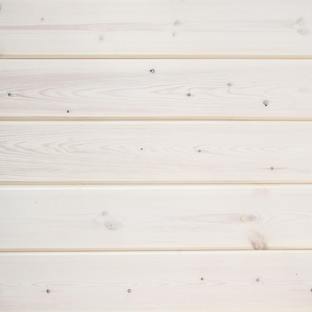 20x170 Hirsipaneeli Mänty 2-laatu Valkolakattu Päätypontattu L=4,2m (2,65m2/pkt, 4kpl/pkt)