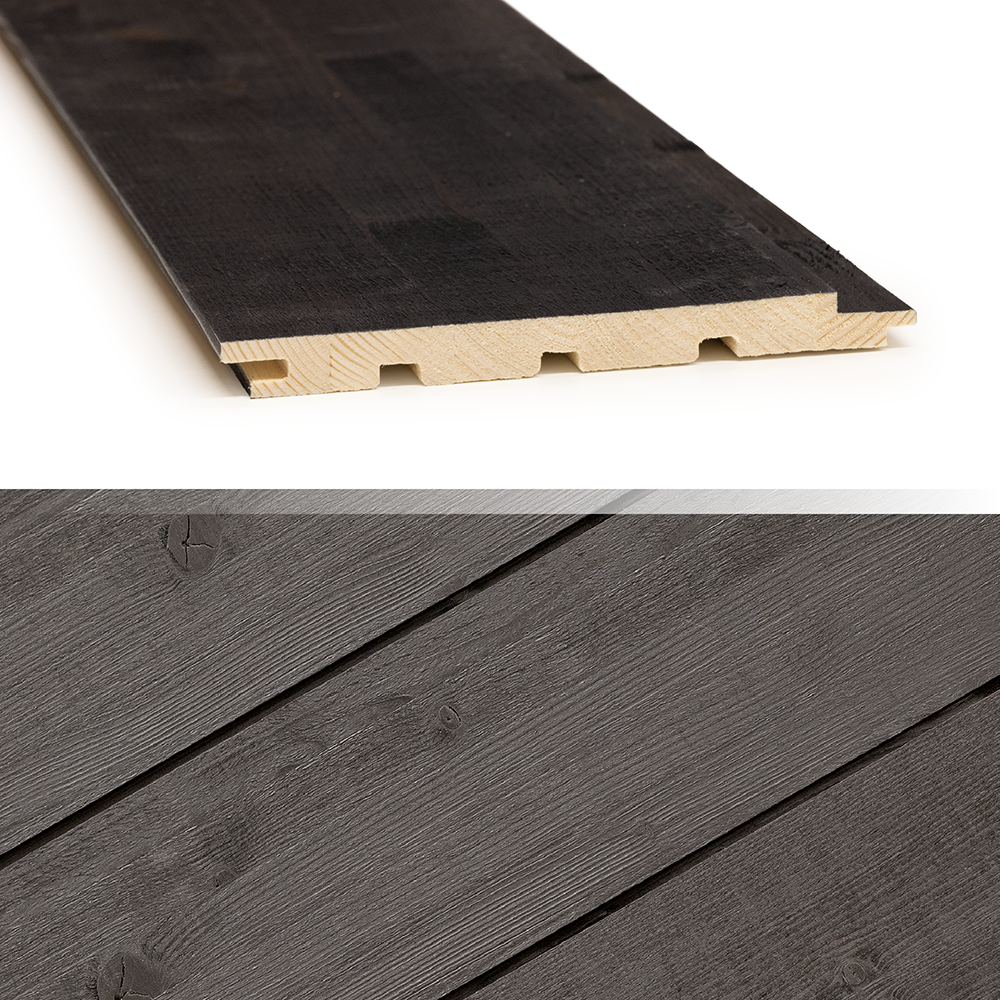 Kuusipaneeli 15x176x2350 mm Struktuuri Musta (1,89 m2/pkt, 5kpl/pkt)