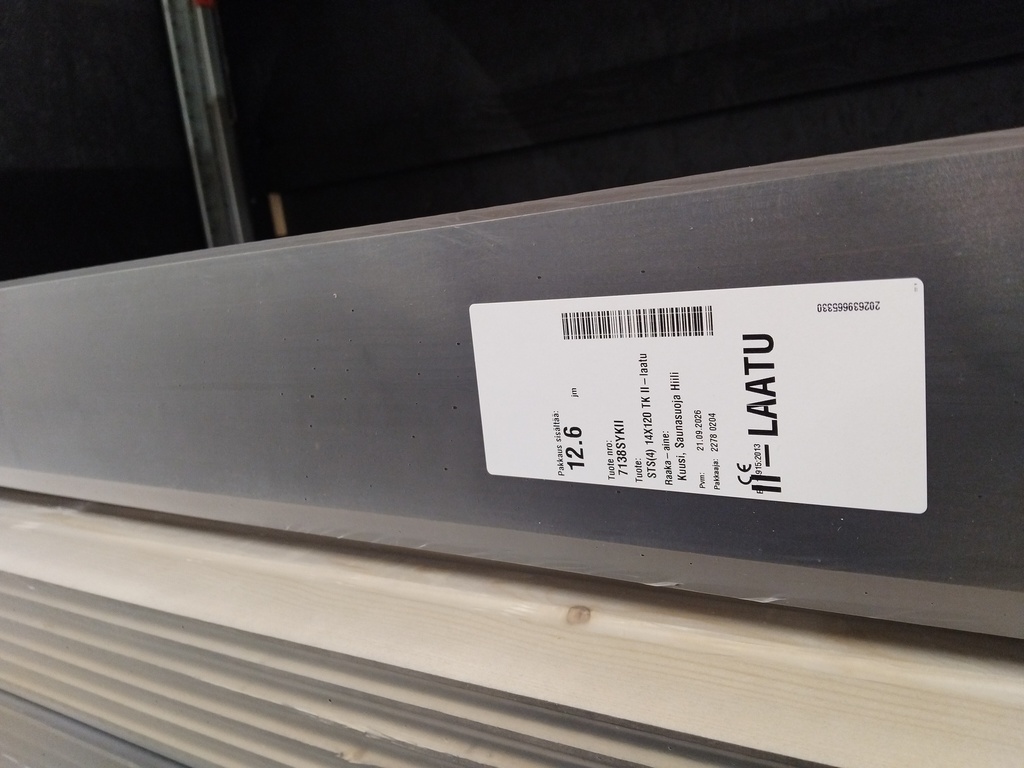 Kuusipaneeli 14x120x2070 mm STS4 Hiili 2-Laatu Musta (1,36 m2/pkt, 6kpl/pkt)