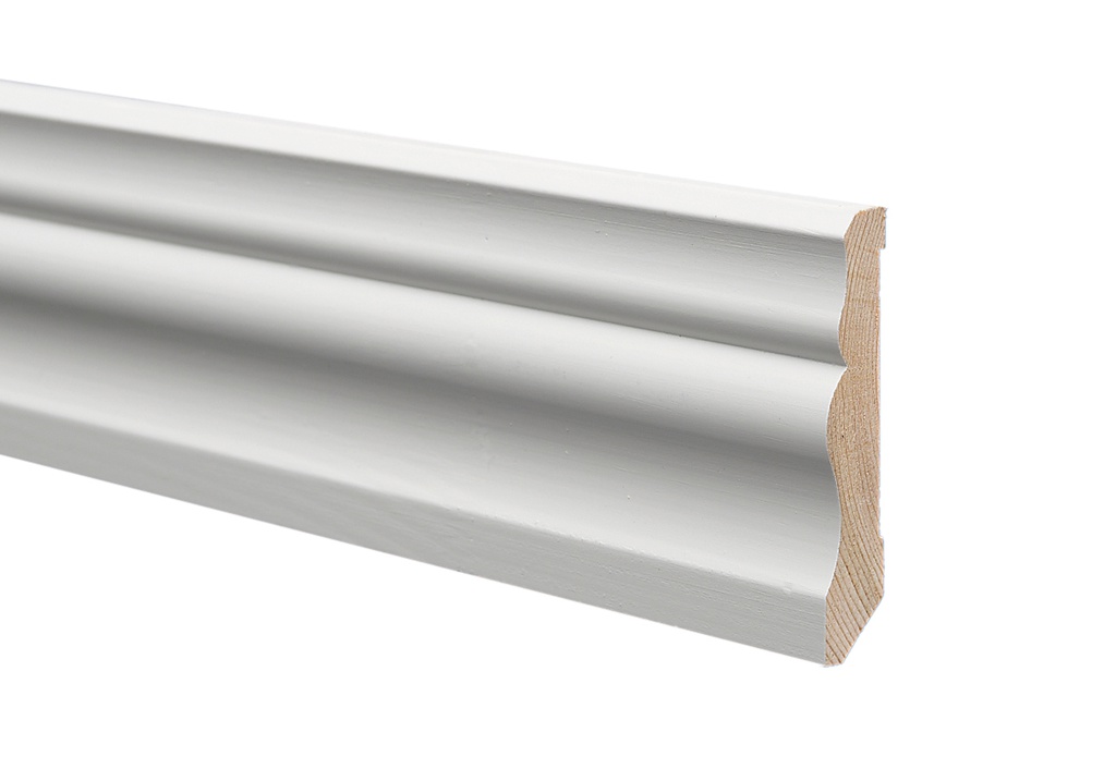 Jalkalista Mänty 16x90x3200 mm Koriste Valkoinen