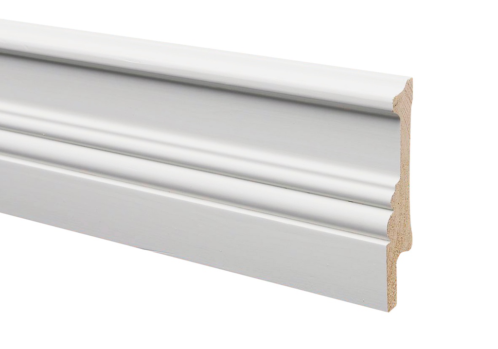 Jalkalista Mänty 20x118x3200 mm Koriste Valkoinen