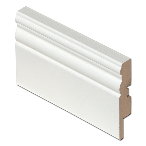 19x95 Jalkalista MDF Antiikki Johtoura Valkoinen l=2,75m